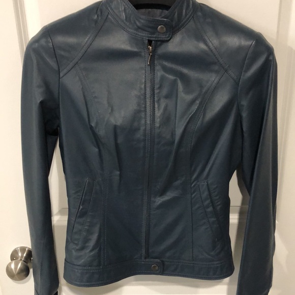 DANIER LEATHER JACKET BLUE - Picture 4 of 5